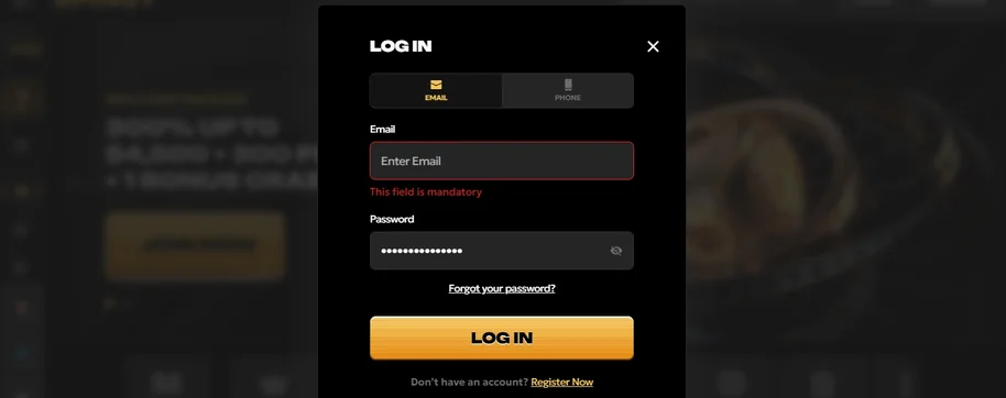Log in with email.