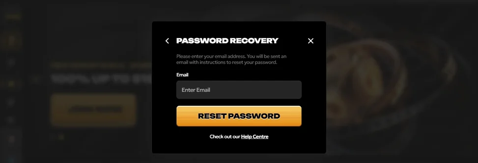 Reset password recovery form.