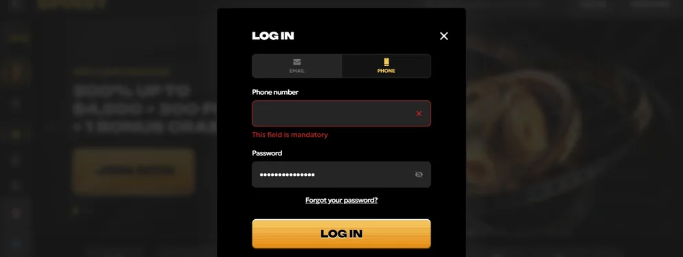 Log in via phone.